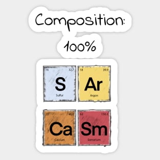 Science Sarcasm S Ar Ca Sm Elements of Humor Composition white Sticker